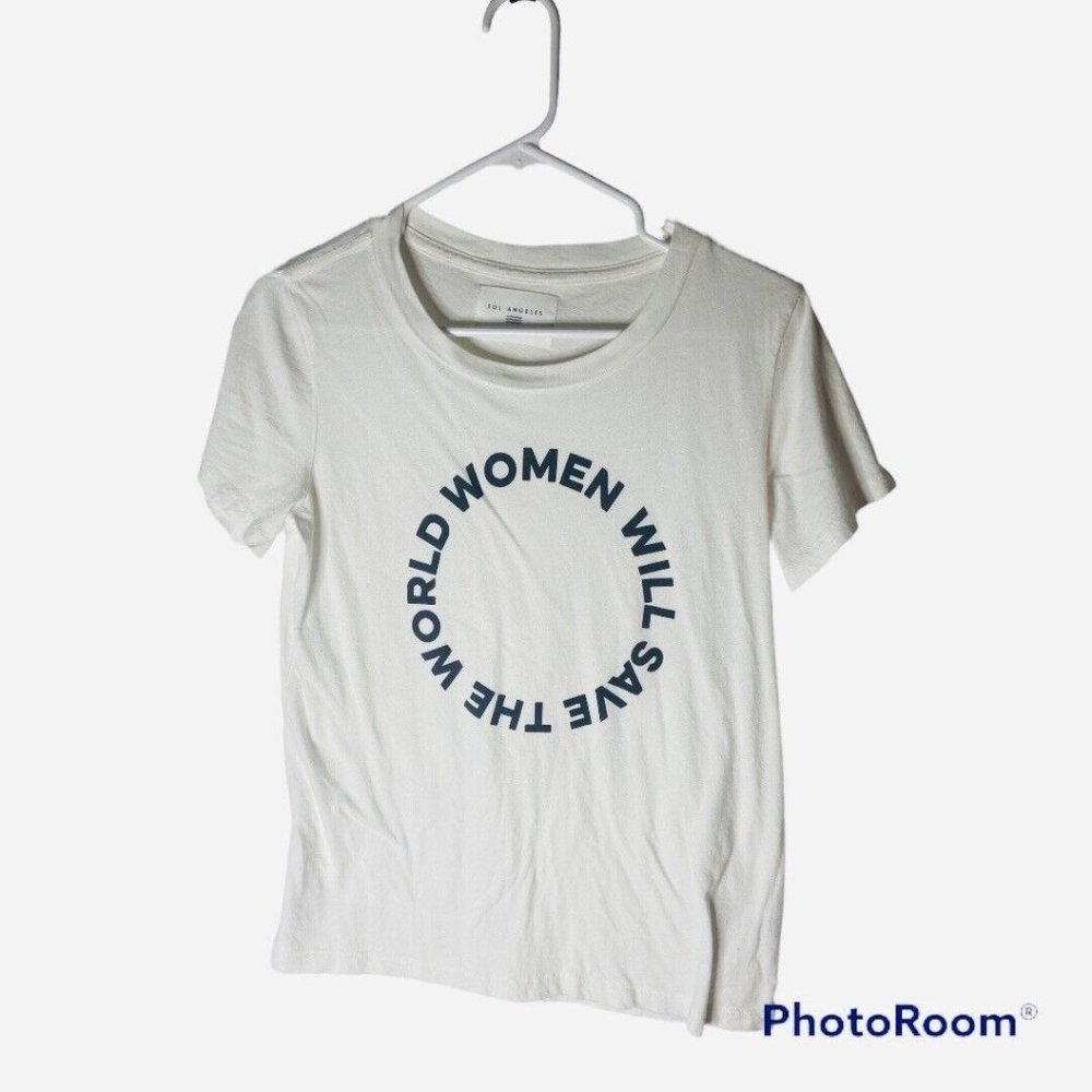 Sol Angeles Women Will Save the World White T Shirt NWOT - Picture 2 of 5